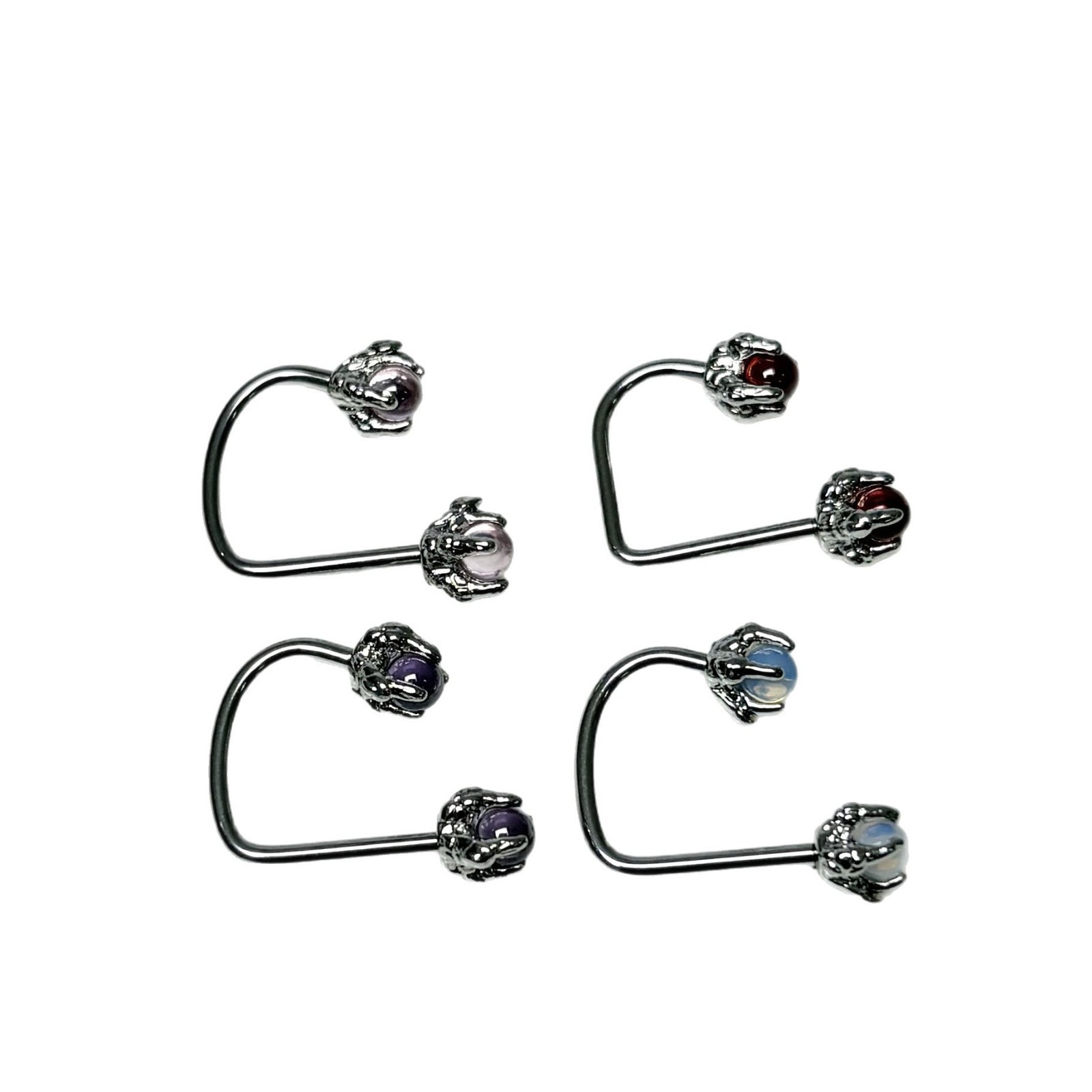 4-Color Dragon Claw Bead Lip Ring D-Ring External Thread Titanium Steel Piercing Jewelry for European American Style - Image 5
