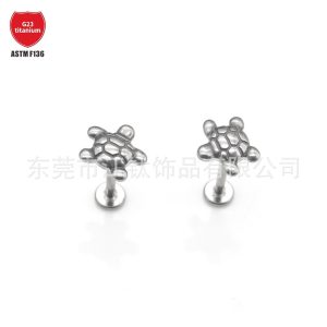 G23 Titanium Turtle Earrings Ear Bone Nails Internal Thread Body Piercing Jewelry