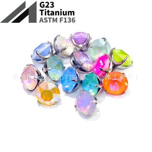 F136 Titanium Round Bottom Coated Swarovski Lip Nail Earrings Ear Bone Nail G23 Titanium Alloy Piercing Jewelry