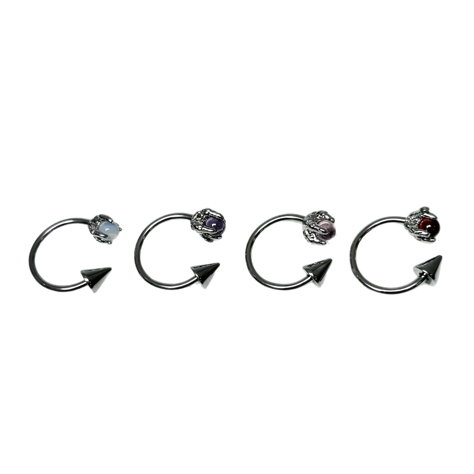 4-Color Dragon Claw Bead Pointed Cone Lip Ring - Punk Sexy C-Ring 316L Surgical Steel Externally Threaded Lip Piercing Jewelry Wholesale - Image 5