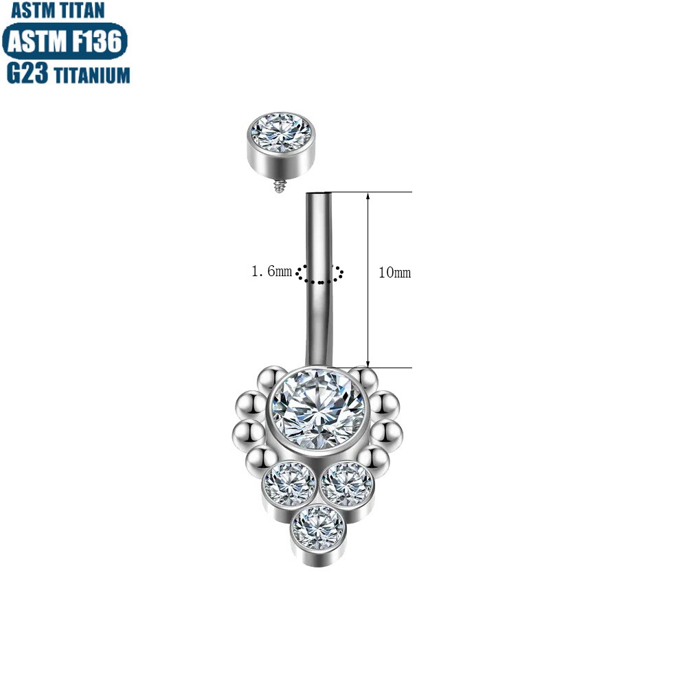 F136 Titanium Heart-Shaped CZ Belly Button Ring Internally Threaded 14g Piercing Jewelry - Image 4