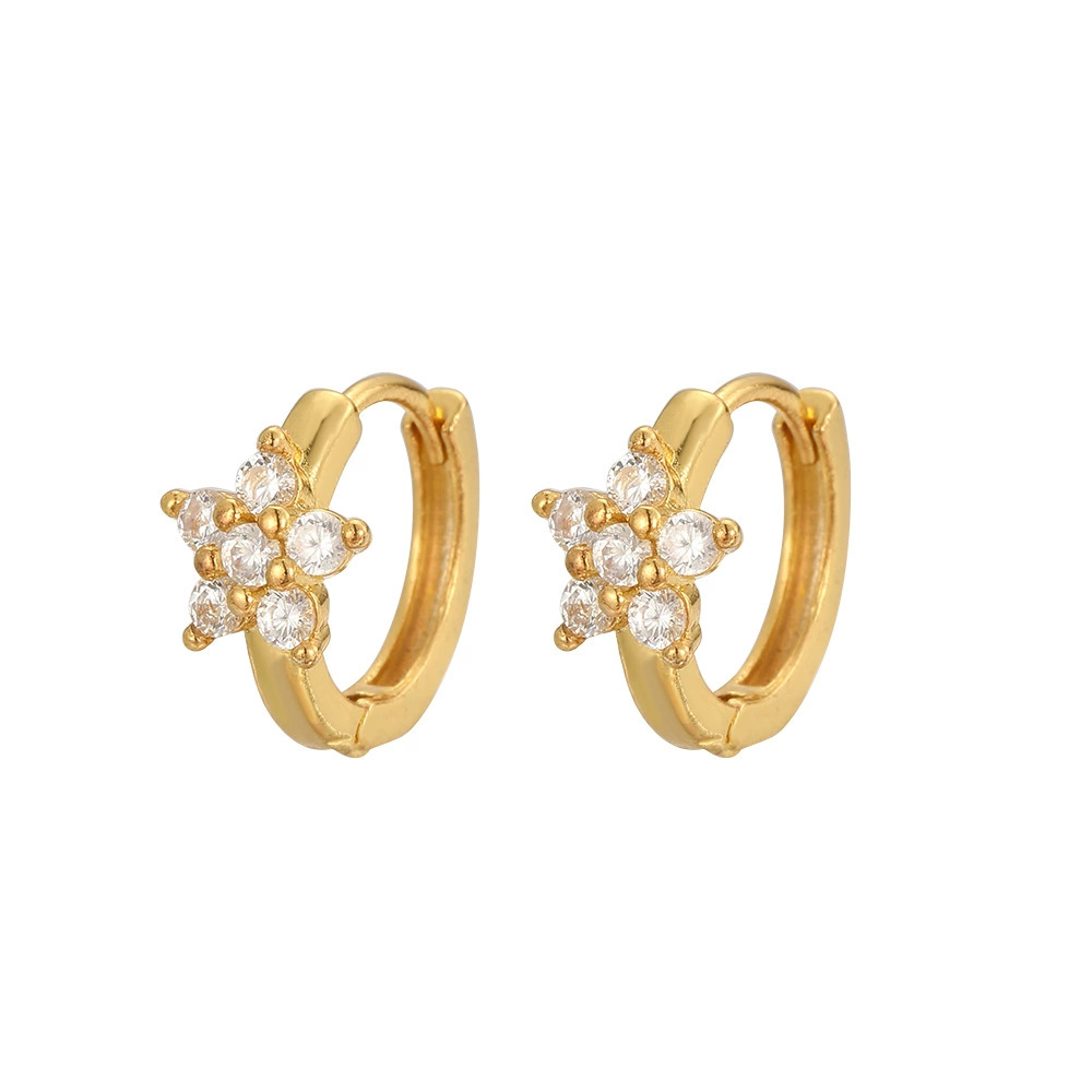 Temperament Simple Flower Earrings Micro-Encrusted Zircon Fashion Earrings for Women - Image 5