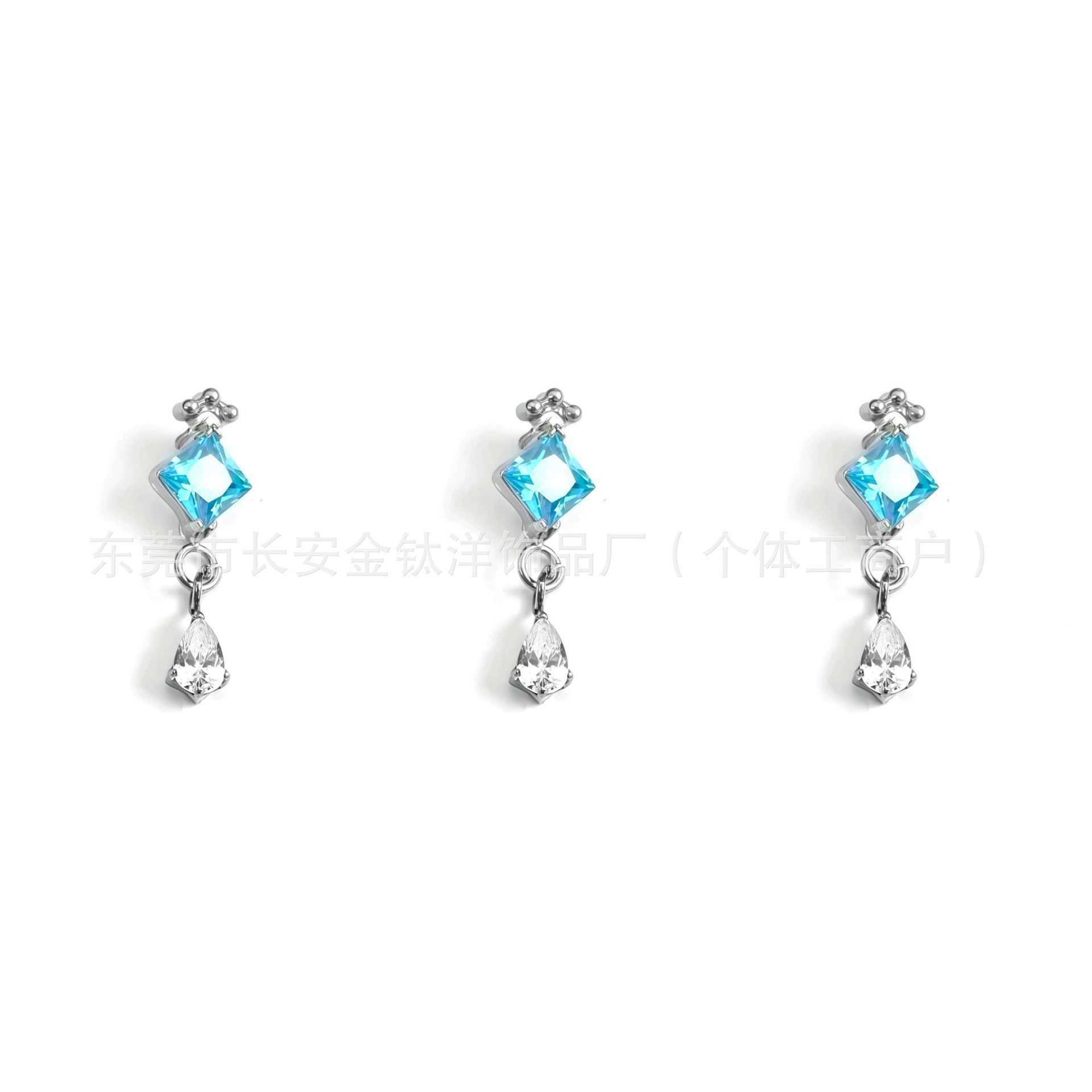 F136 Titanium Water Drop Pendant Lip Stud Nose Stud Ear Stud Piercing Jewelry with Zircon Inlay - Image 2