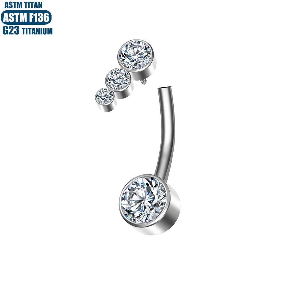 14G Titanium Belly Button Ring Internally Threaded Navel Piercing Jewelry Silver F136 - Image 4