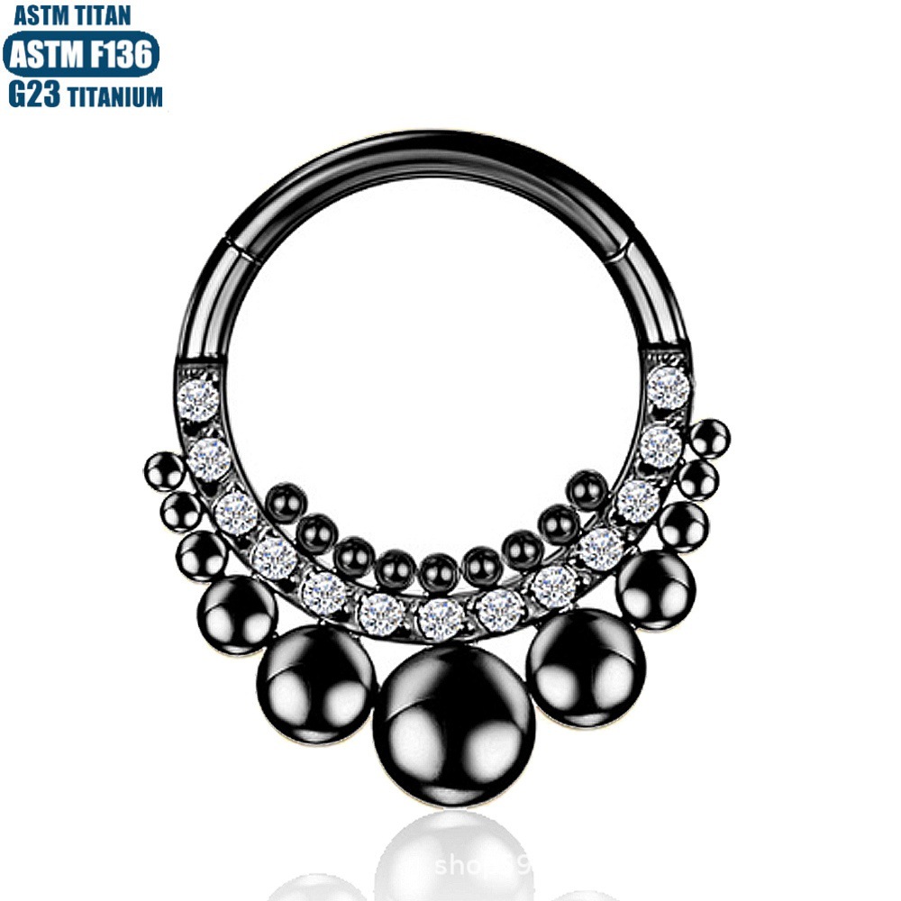 F136 Titanium Alloy Zircon Seamless Hinge Nose Ring Cartilage Ear Bone Ring Conch Piercing - Image 4