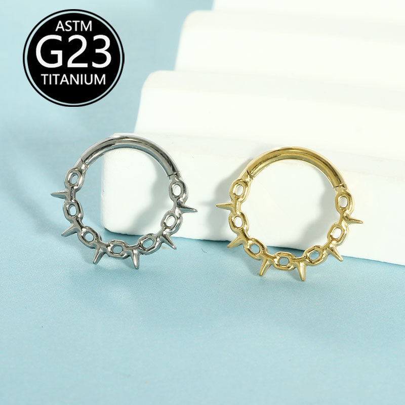 G23 Titanium Septum Hollow Nose Ring Nose Nail Ear Bone Nail Jewelry Wholesale - Image 2