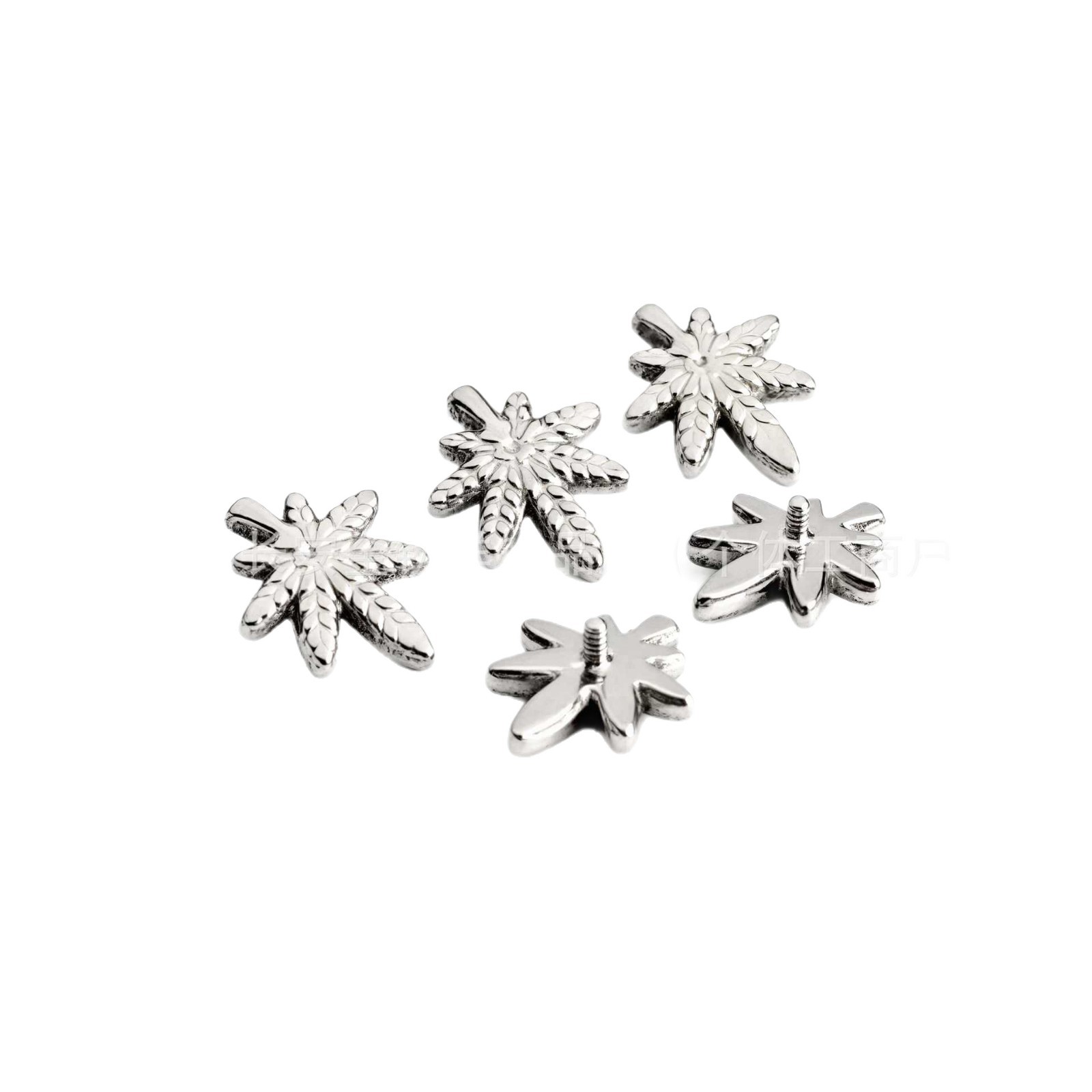 F136 Titanium Leaf-Shaped Flat Back Ear Studs, Cartilage Earrings, Nose Studs, Lip Studs, Body Piercing Jewelry - Image 5