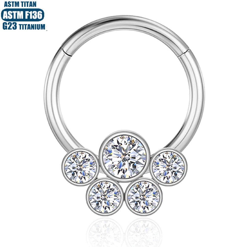 F136 Implant Grade Titanium Alloy Nose Ring with Diamond Nose Perforation Nasal Septum Seamless Open Ring Puncture Earrings Jewelry - Image 2
