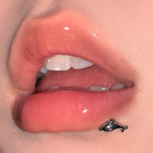 Dolphin Lip Labret Stud 16G 1.2mm 316L Surgical Steel Internally Threaded Straight Barbell Lip Ring for Women Girls Hot Piercing Jewelry Wholesale