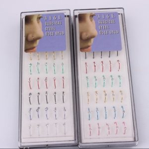 Rhinestone Nose Stud Korean Style Fashion Piercing Jewelry Invisible Small Earrings Color Nose Stud 40/Box