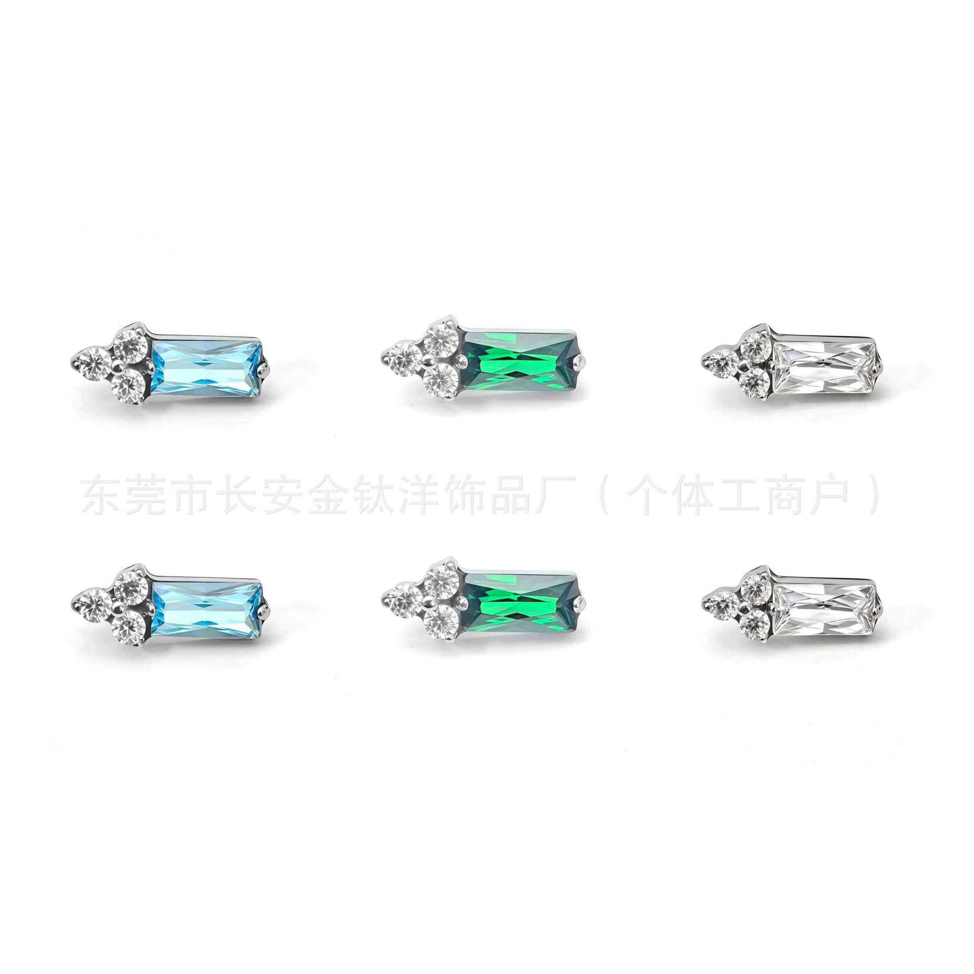 F136 Titanium Irregular Trapezoidal Zircon Lip Stud Ear Cartilage Stud G23 Titanium Alloy Piercing Jewelry - Image 5