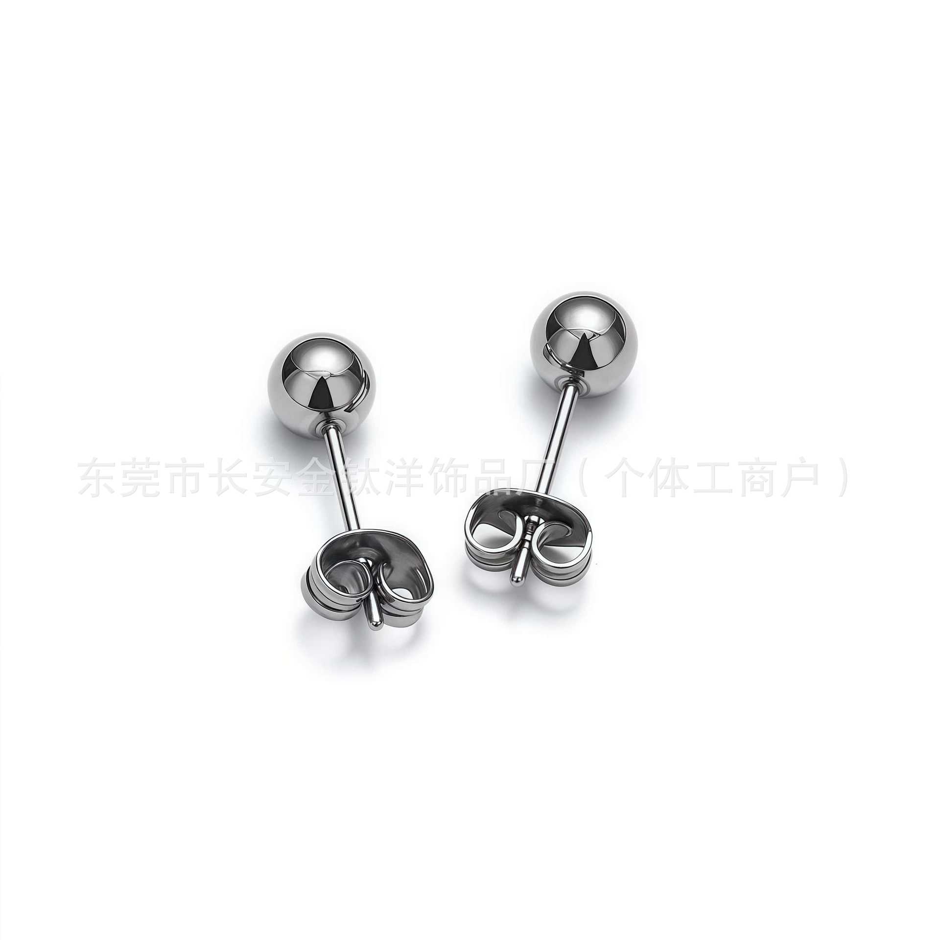 F136 Titanium Earrings Round Ball Butterfly Buckle Fine Needle Integrated Earplugs Ear Bone Nails G23 Titanium Alloy Body Piercing Jewelry - Image 2
