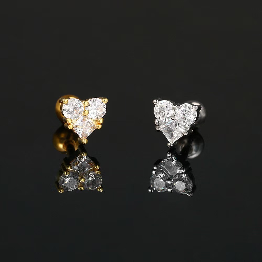 Classic Butterfly Diamond Stud Ear Nail Screw Piercing Earring Women's Fashion 18K Gold Plated - Image 5