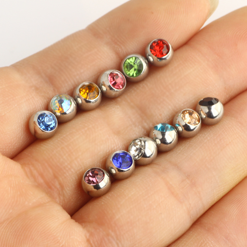 Wholesale 1.2mm Threaded Stainless Steel Ball Piercing Replacement Part for 1.6mm Horseshoe Ring Lip Nail - Image 2
