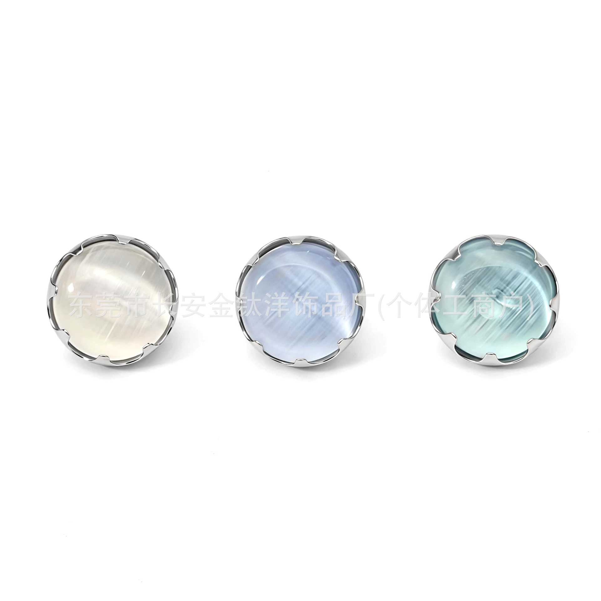 F136 Titanium Serrated Cat's Eye Stone Inlaid Tongue Barbell, Lip Labret, Ear Cartilage, Belly Button Ring - G23 Titanium Body Jewelry - Image 2