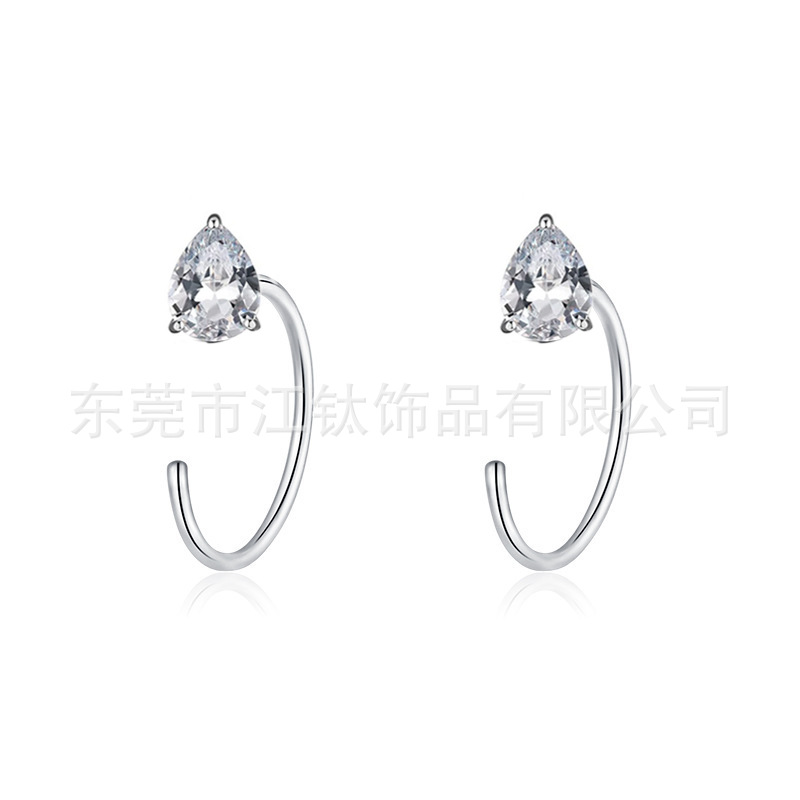 G23 Titanium Nose Nail C-Shape Water Drop Zircon One-Piece Body Piercing Jewelry Earrings - Image 5