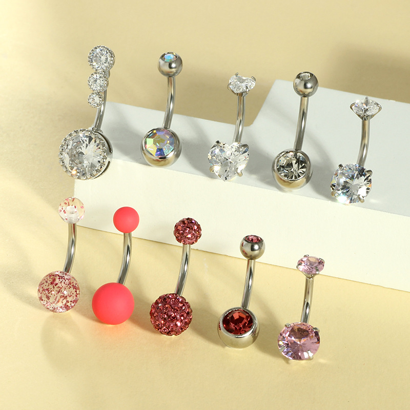 14G Navel Nail Set 10-Piece Stainless Steel Belly Button Ring Painted Color Piercing Jewelry - Image 2