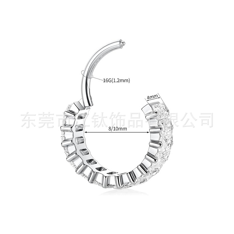 G23 Titanium Alloy Crystal Sugar Ring Diamond Color Nose Ring Ear Cross-Border Body Piercing Jewelry Earrings - Image 2