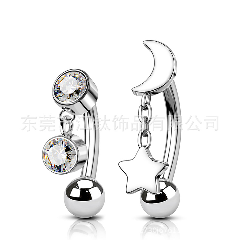 F136 Titanium Moon Pendant Earrings for Eyebrow Rook Piercing - Custom G23 Alloy Body Jewelry - Image 5