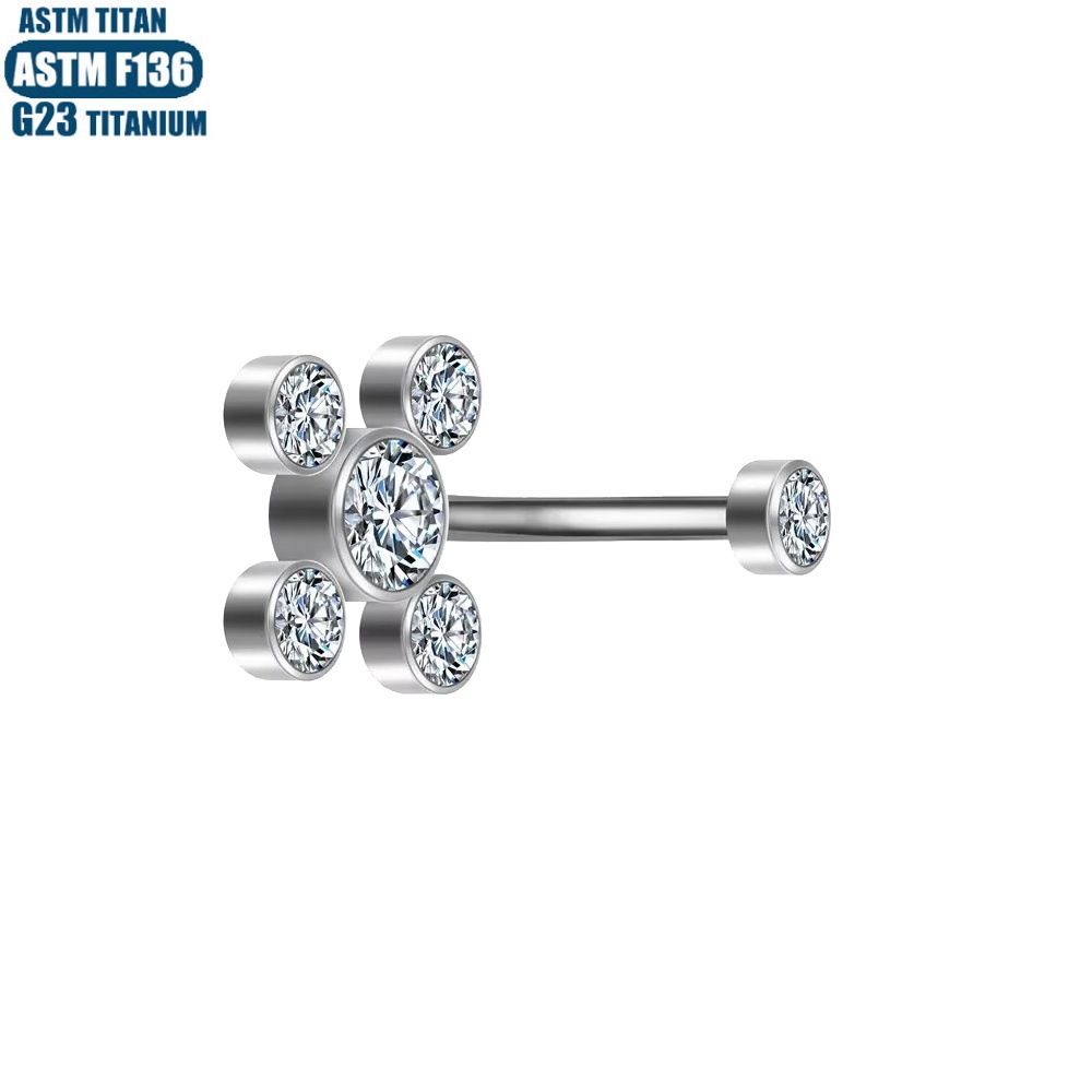 Silver Titanium Alloy Navel Ring with Zircon Inner Spiral Belly Button Jewelry - Image 3