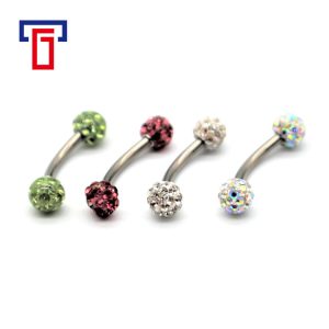 G23 Titanium Alloy Eyebrow Studs Double Head Soft Ceramic Mud Drill Rainbow Piercing Jewelry
