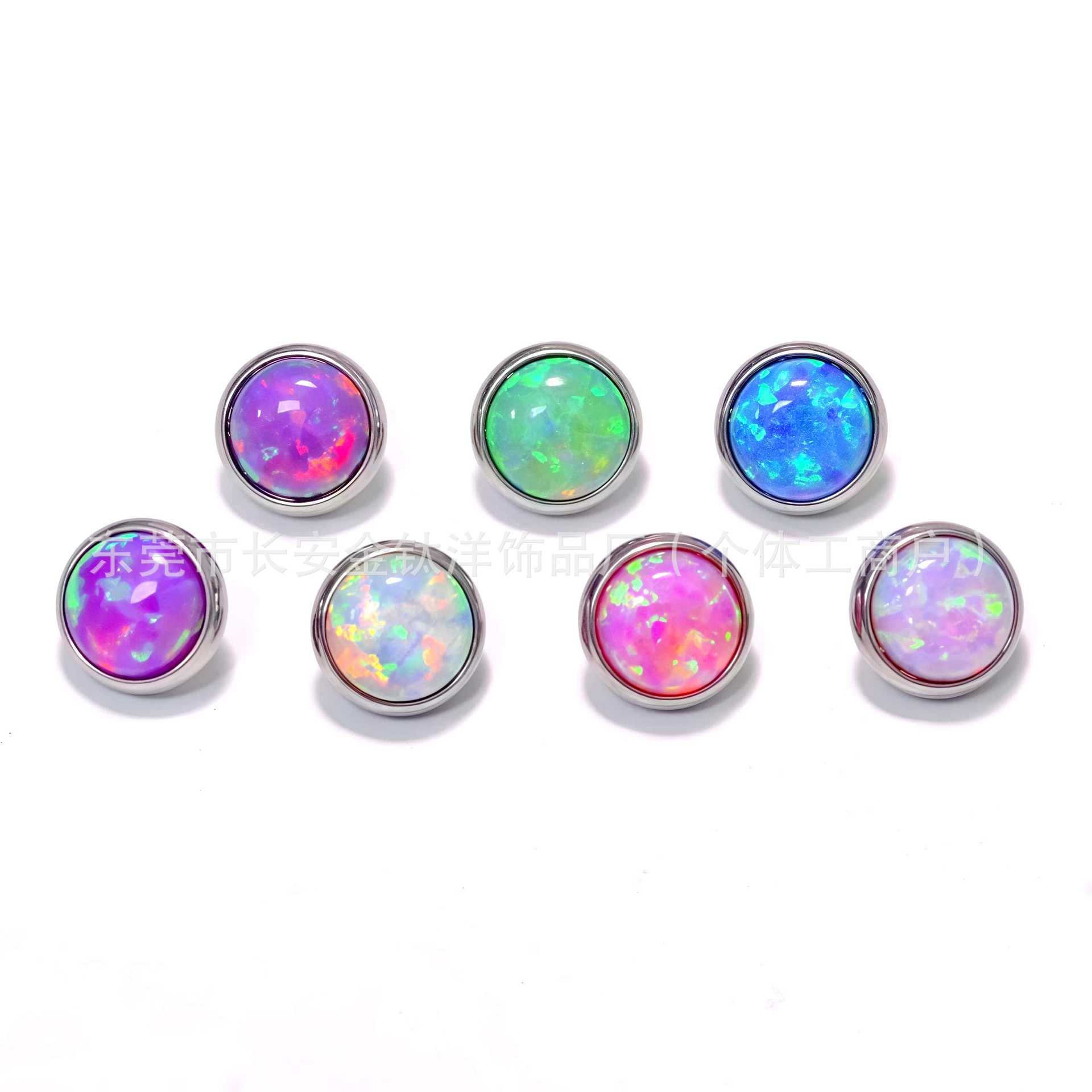 F136 Titanium Flat Back Opal Earring Lip Ring Nose Stud Tongue Barbell Body Piercing Jewelry - Image 5