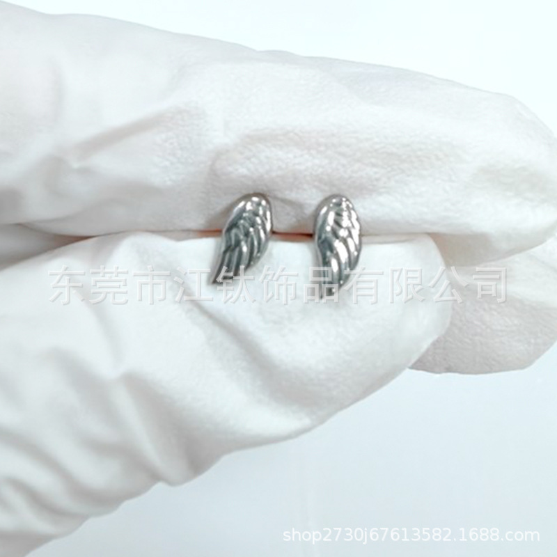 G23 Titanium Angel Wings Feather Ear Stud Implantable Pole Cartilage Piercing Jewelry Gold - Image 3