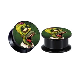 Green Ghost Head Ear Tunnel Plug 6mm-16mm Stainless Steel Ear Gauges Jewelry Auricle