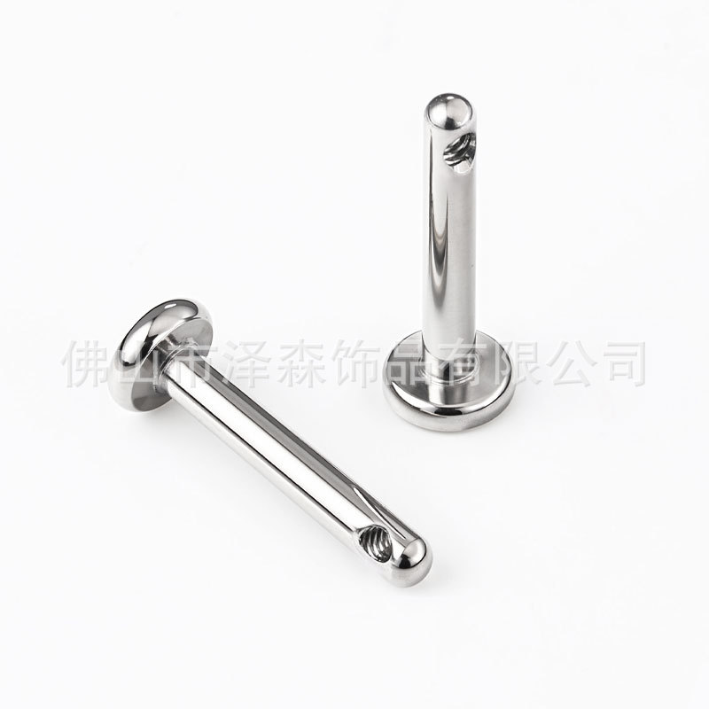 F136 Titanium Side Threaded Earrings Flat Back Labret Stud 1.2mm 10mm Bar 3mm Base 0.9 Thread - Image 5