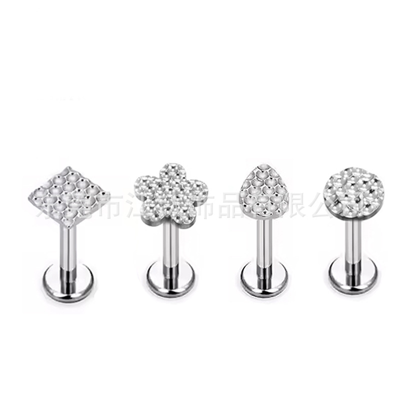 G23 Titanium Ear Bone Nail Flower Water Drop Square Hammer Pattern Body Piercing Ear Stud - Image 5
