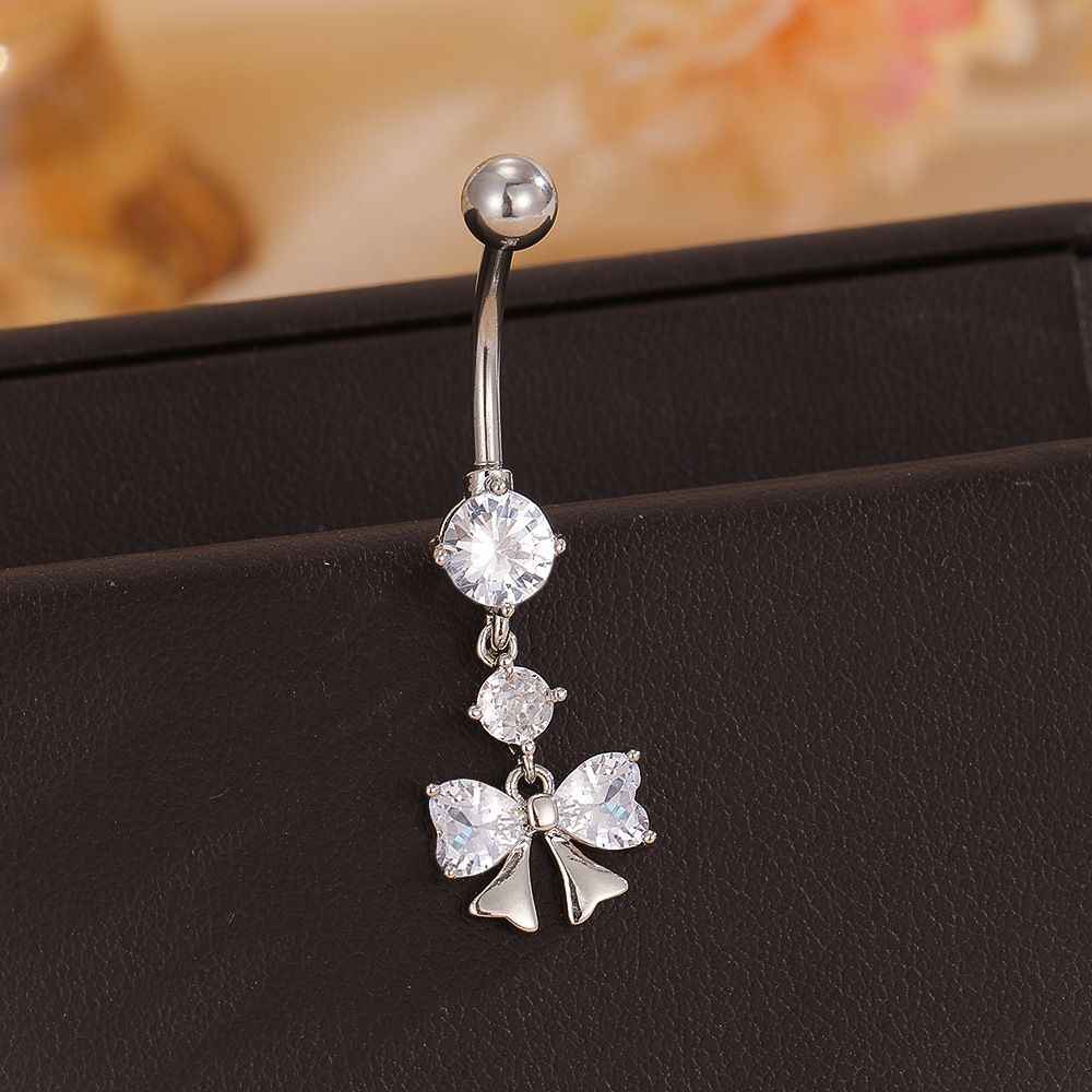 Bow Pendant Dangle Belly Button Ring Navel Piercing Jewelry Gold Copper - Image 3