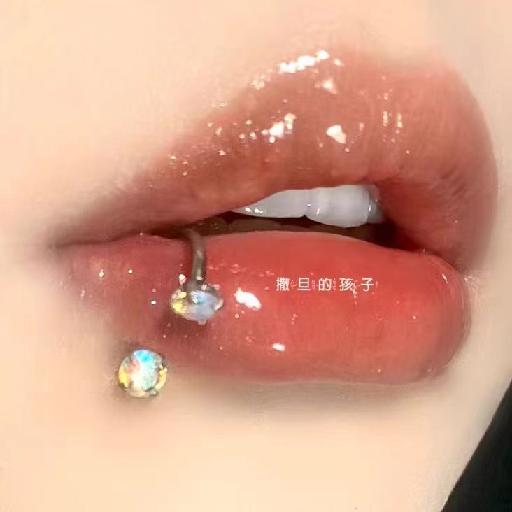 Blue Zircon Internally Threaded Horseshoe Lip Ring 12mm 1.2mm 316L Surgical Steel Lip Piercing Jewelry - Image 3