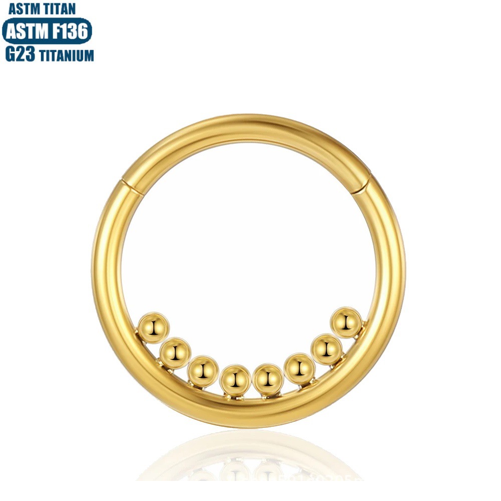 F136 Titanium Alloy Seamless Ring Nose Ring Inner Bead Cluster Implanted Grade Human Puncture Jewelry Nasal Septum Hinge Earrings - Image 3