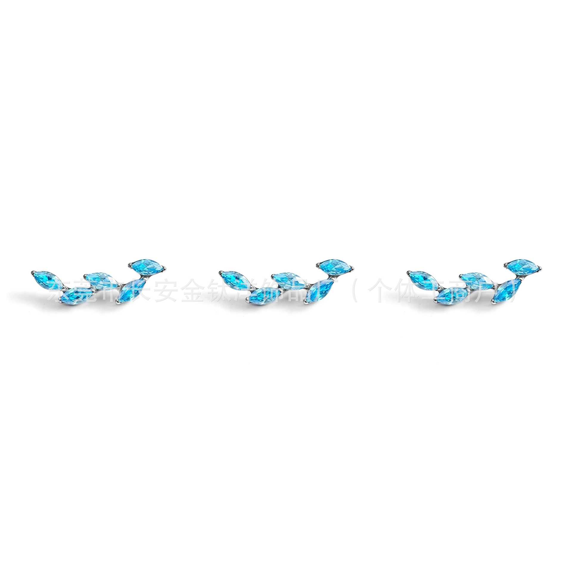 F136 Titanium Leaf-Shaped Ear Studs with Zirconia - Lip Nose Cartilage Studs G23 Alloy Piercing Jewelry - Image 3