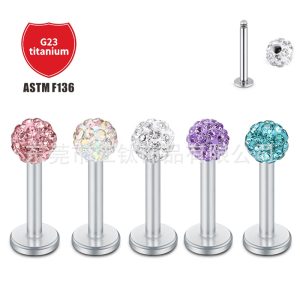 G23 Titanium Shambhala Ball Lip Labret Stud 14G 10mm Internally Threaded Body Piercing Jewelry