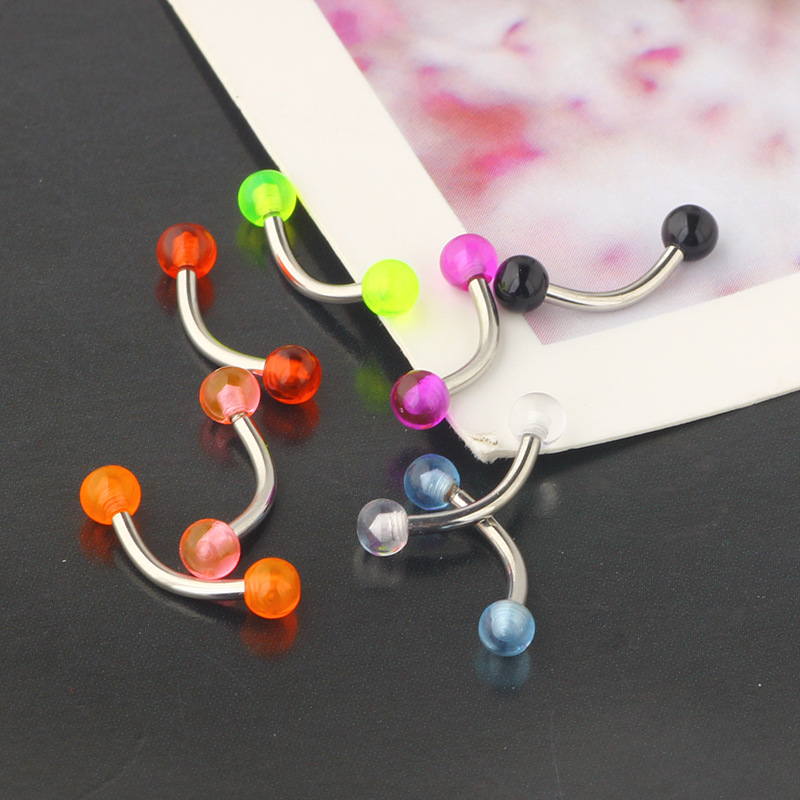 Stainless Steel Eyebrow Lip Nail Piercing Jewelry Acrylic Ball Earring Nose Stud - Image 2