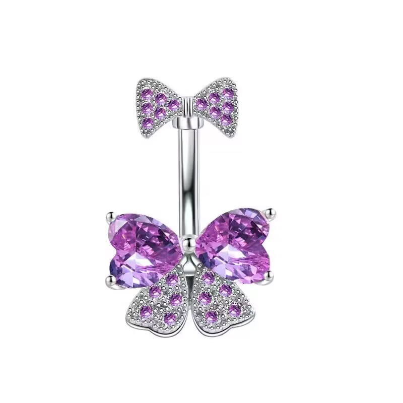 Yama Hot Selling Gold Bow Belly Button Ring Copper Inlaid Gem Belly Piercing Jewelry Wholesale - Image 4