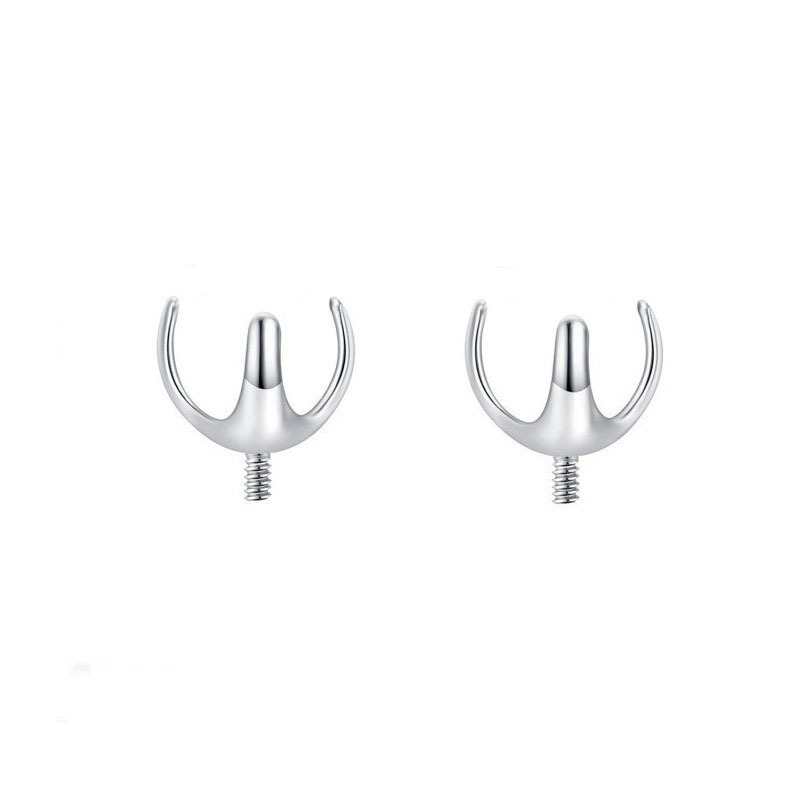 G23 Titanium Three-Claw Empty-Holder with Opal External Teeth Earring F136 Titanium Alloy Earring Tongue Nail Lip Nail Round Bead Accessories DIY - Image 5