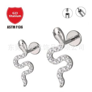 G23 Titanium Snake Ear Bone Nail Threaded Stud - ASTM F136 Implant Grade Body Piercing Jewelry