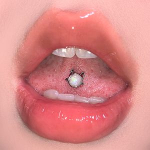 Opal Cat Ear Tongue Barbell 316L Surgical Steel External Thread Tongue Piercing Jewelry Sweet Sexy Wholesale