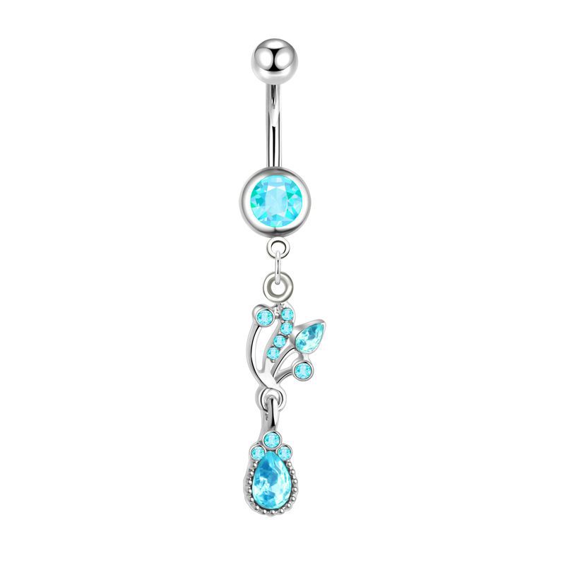 14G Navel Ring Blue Glow Star Dangle Belly Button Piercing Jewelry Stainless Steel - Image 4
