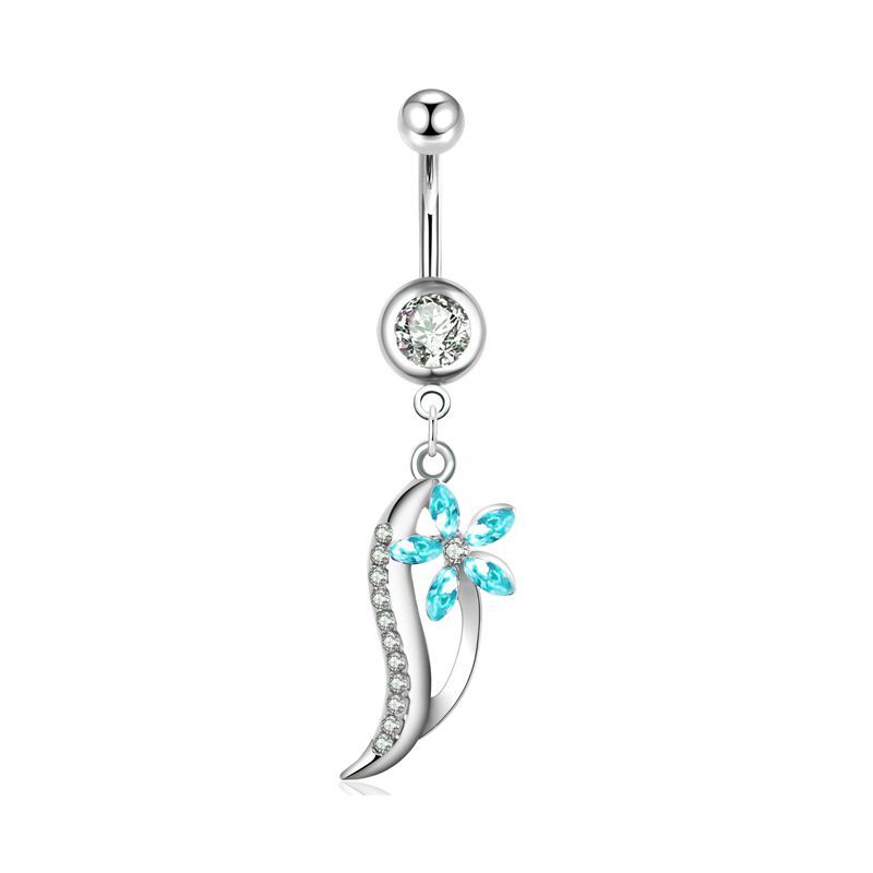14G Navel Ring Blue Glow Star Dangle Belly Button Piercing Jewelry Stainless Steel - Image 2