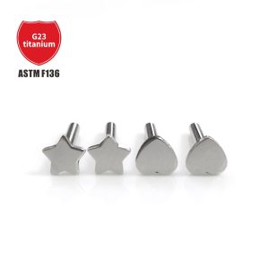 G23 Titanium Lip Nail Star Heart Shape ASTM F136 Piercing Jewelry