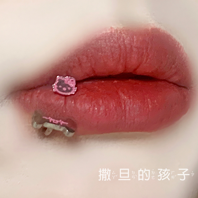 Kitty and Bone Lip Ring - Internally Threaded Titanium Steel Sweet Cool Lip Nail Lip Ring Ear Bone Ring Puncture Jewelry - Image 3