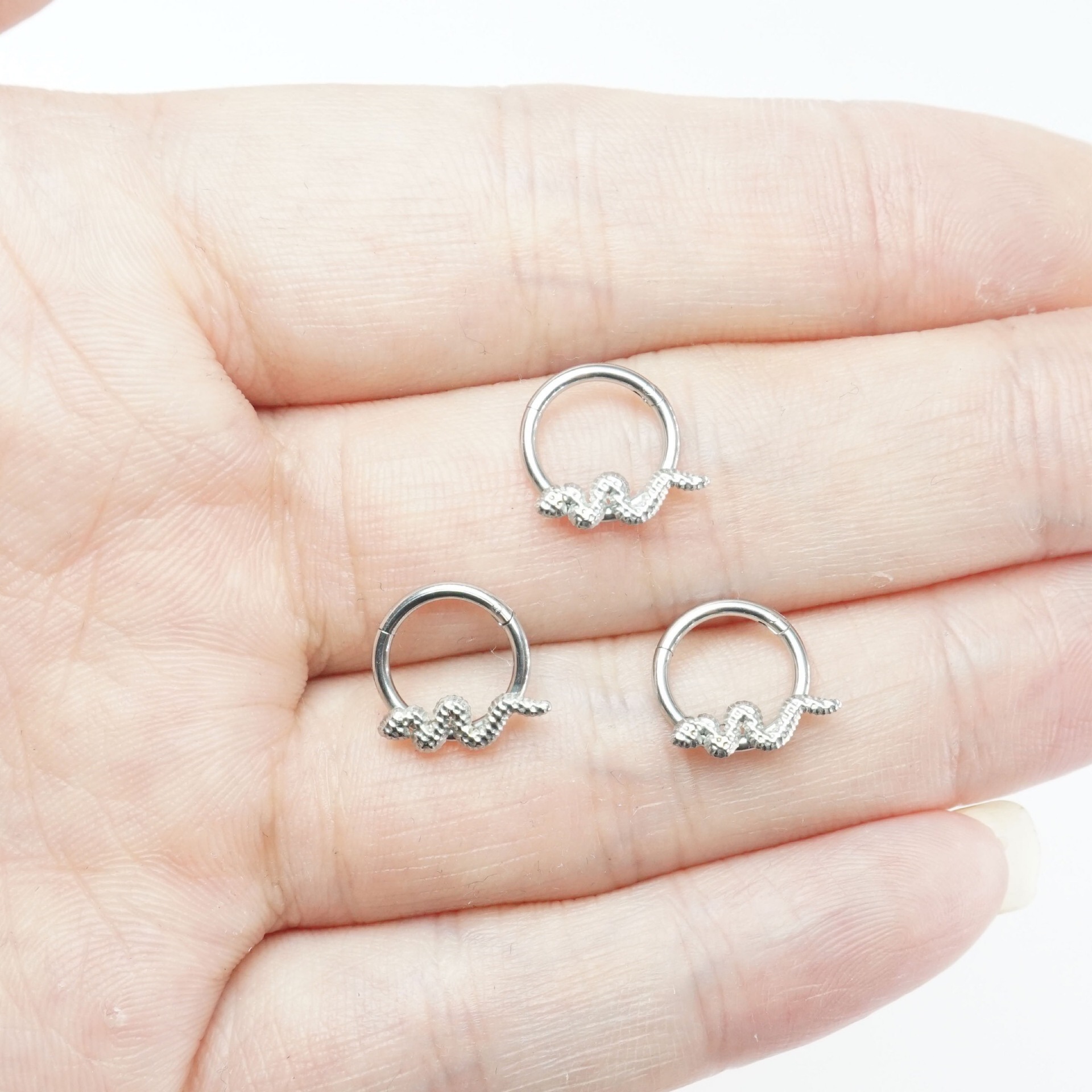 G23 Titanium Snake Multifunctional Ring Piercing Jewelry Nose Ring Earring Ear Hoop Closed Ring - Image 2