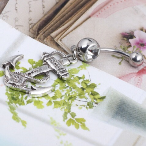 Anchor Wood Belly Button Ring Navel Jewelry Earrings Geometric Ear Piercing 2024 Spring - Image 2