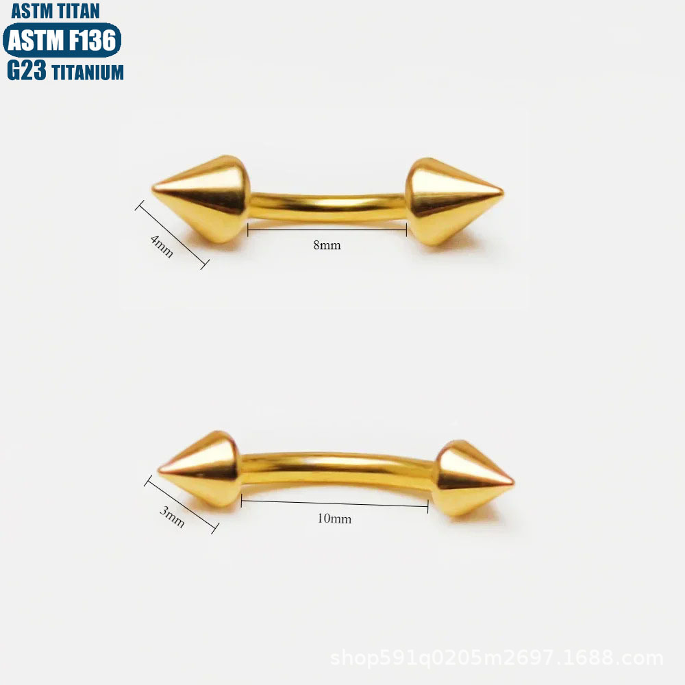 F136 Titanium Alloy Pointed Cone Curved Barbell Eyebrow Nail Internally Threaded Body Piercing Jewelry Lip Nail Ear Screen - Image 2