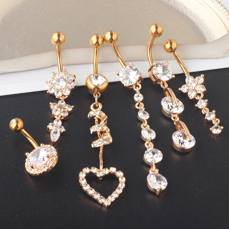 Sell Good Amazon Belly Button Ring Set Navel Ring Body Piercing Jewelry 6-Piece Set - Image 4