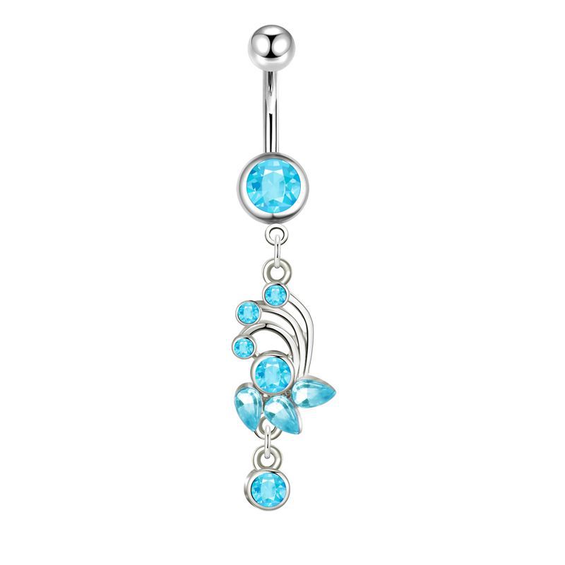 14G Navel Ring Blue Glow Star Dangle Belly Button Piercing Jewelry Stainless Steel - Image 3