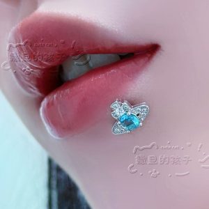 Satan's Child Fragrant Lady Lip Ring 316L Surgical Steel Internally Threaded Blue Lip Piercing Jewelry